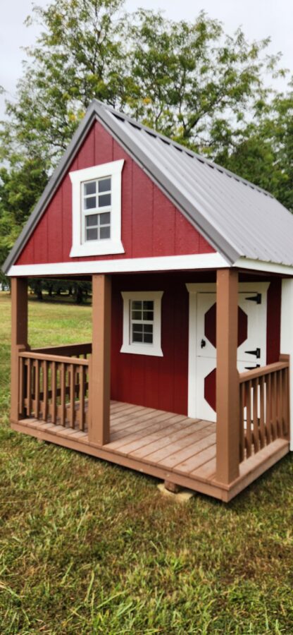 8' x 12' Barn Red Hideout Playhouse - Image 2